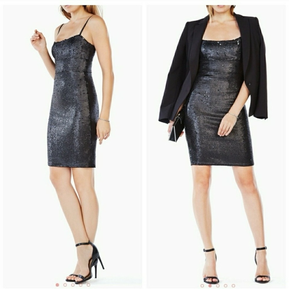 BCBGMaxAzria Black Sequin Mini Dress